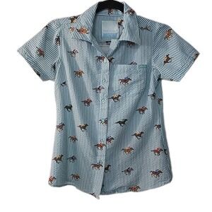 RSVLTS and they're off Small Seersucker Horse Derby Short Sleeve Button Up Shirt